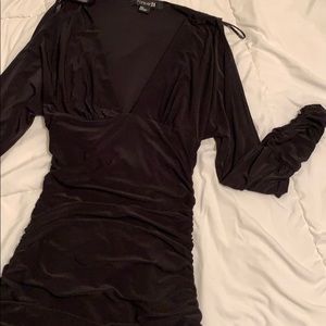 black cutout long sleeve cocktail dress